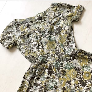 Sweet 50s Olive Green Leaf Print Dress