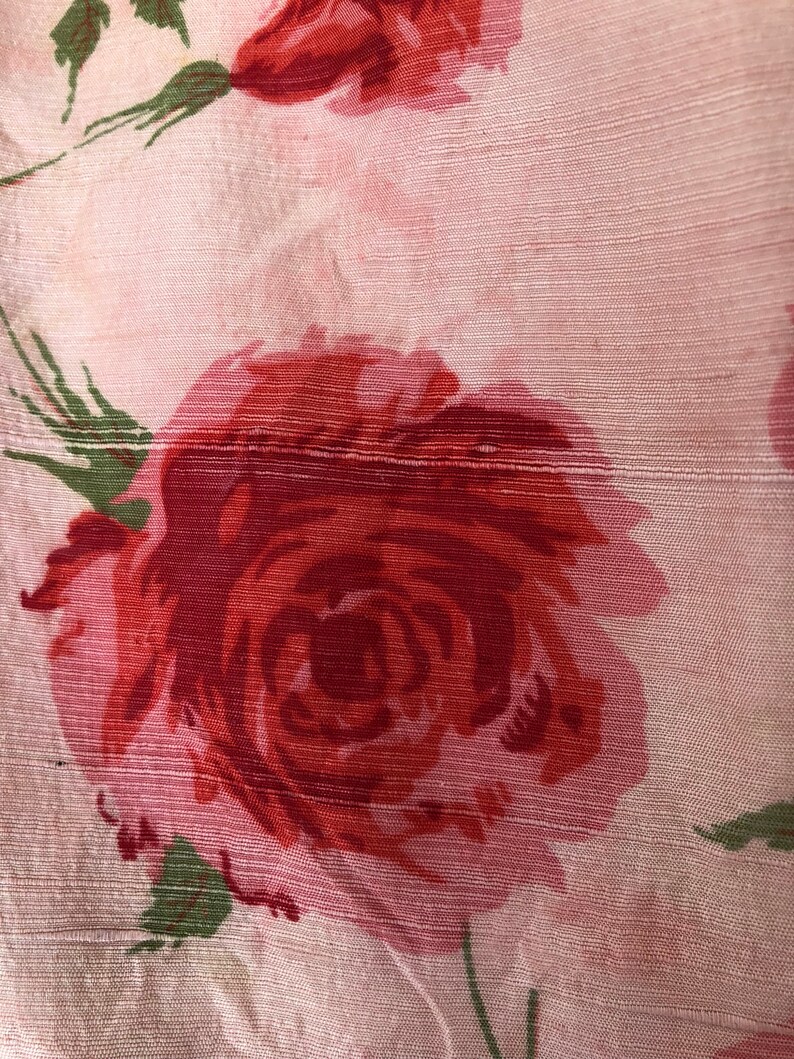 1950s Silk Red Roses Dress Etsy