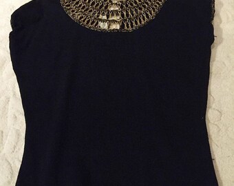 Super glam black and gold knit top