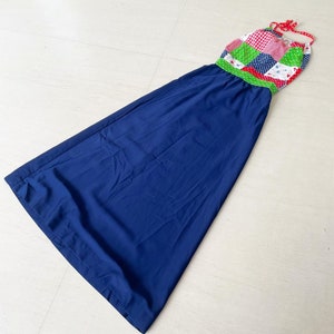 Groovy 70s Patchwork Maxi Halter Dress