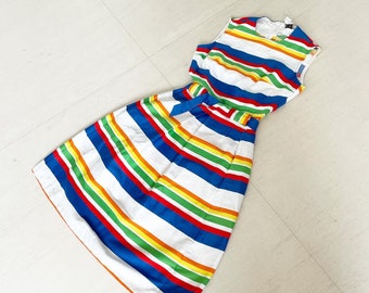 Striking Rainbow Striped Pat Premo Dress