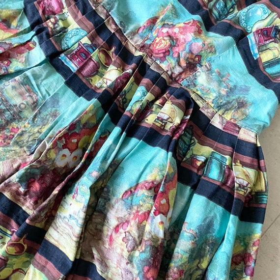 Gorgeous 50s Novelty Print Dress With Urns and Fr… - image 7