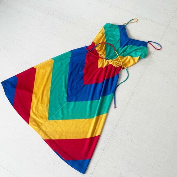 Vibrant Rainbow Chevron Dress