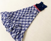 Gorgeous 70s Eyelet Lace Plaid Maxi Dress
