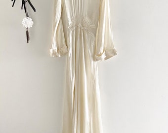 Incredible 1930s Spiderweb Beaded Bias Cut Gown