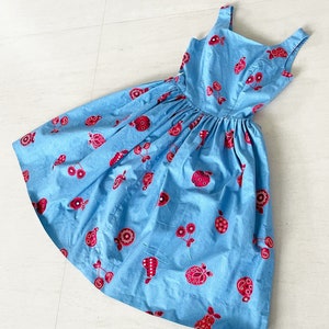 Adorable Denim Fruit Print Sundress