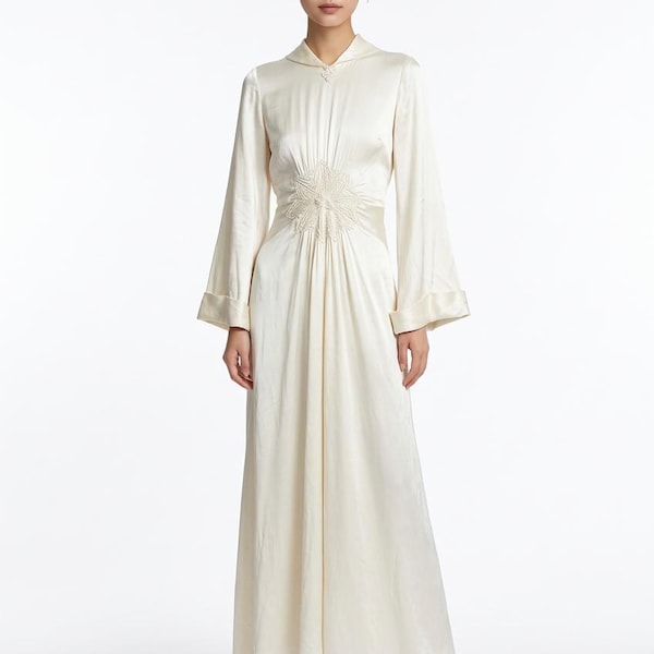 Incredible 1930s Spiderweb Beaded Bias Cut Gown