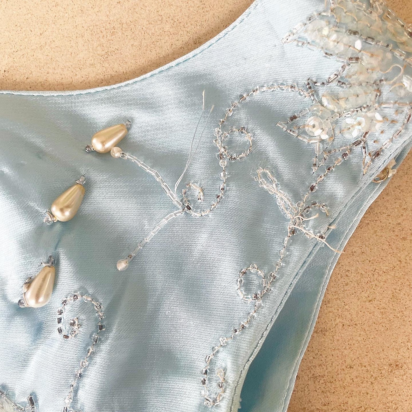 Beautiful Ice Blue Cocktail Dress With Dangling Beads Etsy