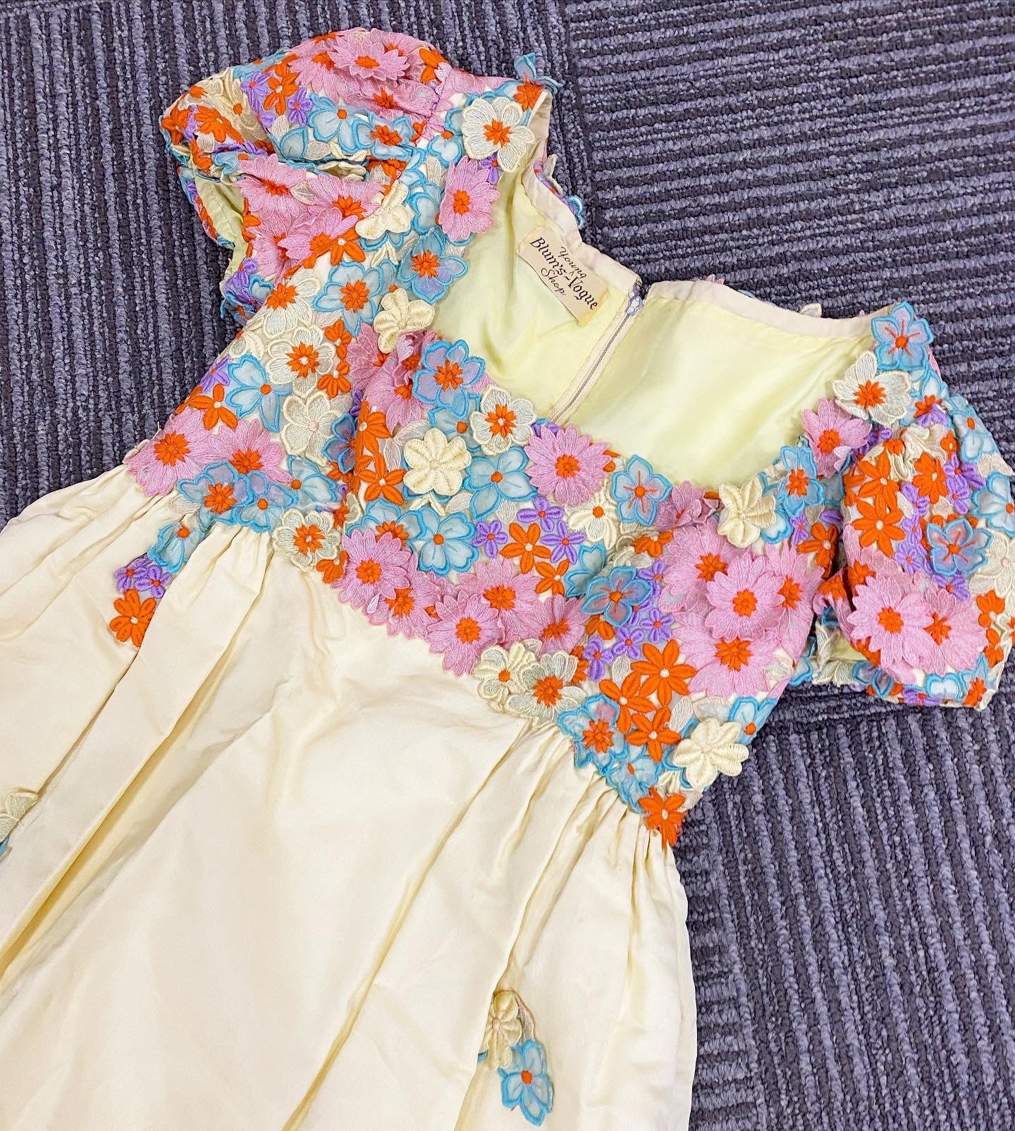 Incredibly Rare Blum's Vogue Flower Child 60S Applique Maxi Dress