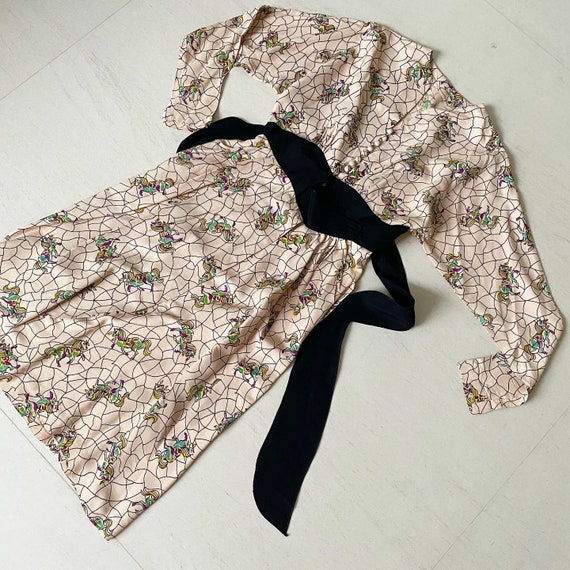 Rare Horses/Unicorn Novelty Print 40s Dress With O