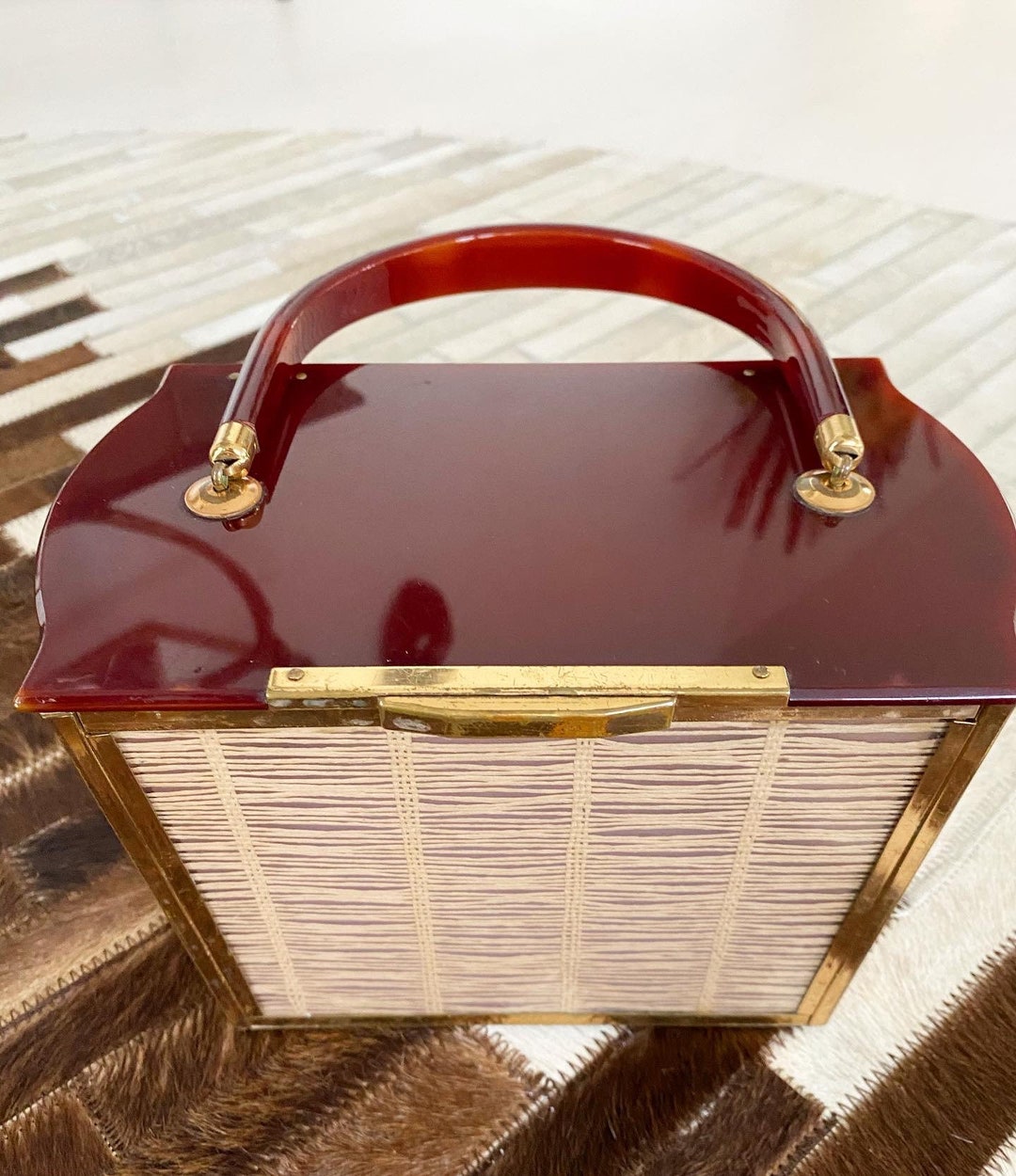 Classic Bakelite Top Handle Brass Purse Etsy