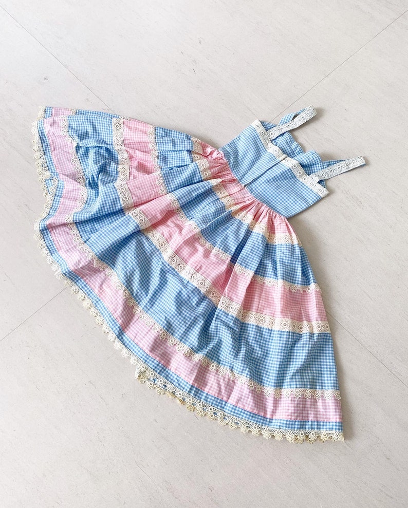 Pretty Blue and Pink Gingham Dress | Etsy