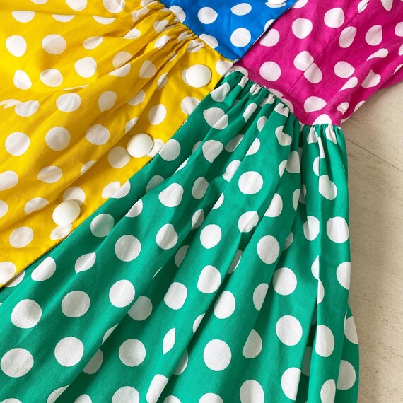 Amazing Color Blocked Polka Dot Halter Dress - image 4