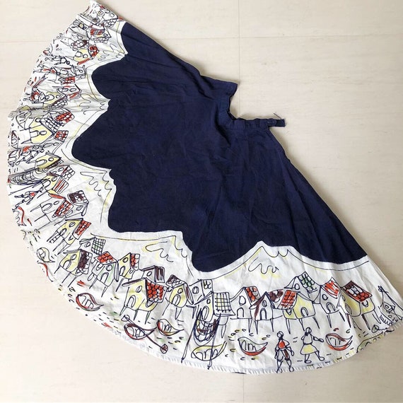 Statement Full Circle Village Scene Novelty Skirt
