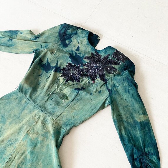 Tie Dye Effect 40s Green Sequinned Dress