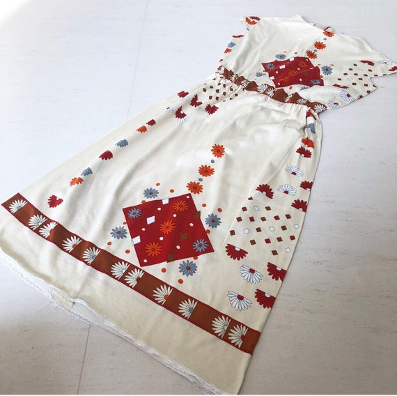 Rare Cotton Paganne Geometric Daisy Print Dress S
