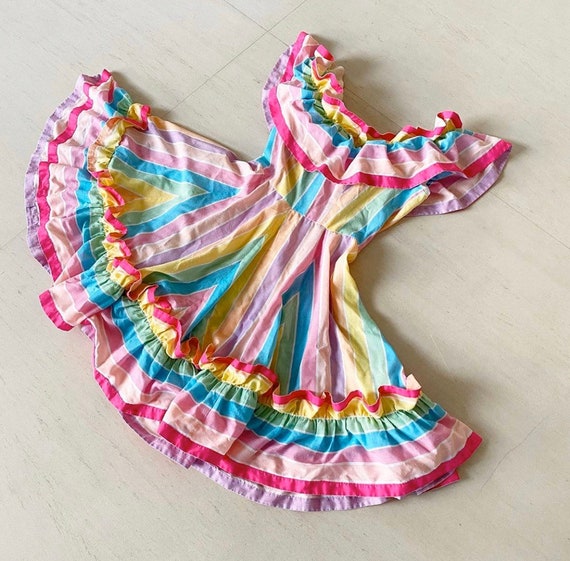 Beautiful Flirty Rainbow Ruffled Dress - image 1