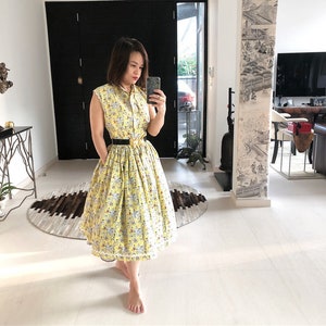 Adorable 1940s Lanz Novelty Print Fishing Dress