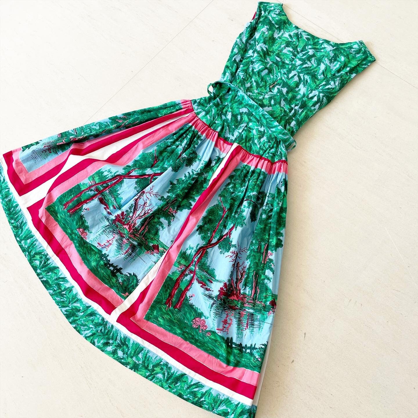 stunning Scenic Framed Novelty Print Sundress