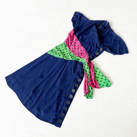 Pretty Watermelon Colored Statement Sash 40s Dress - image 1