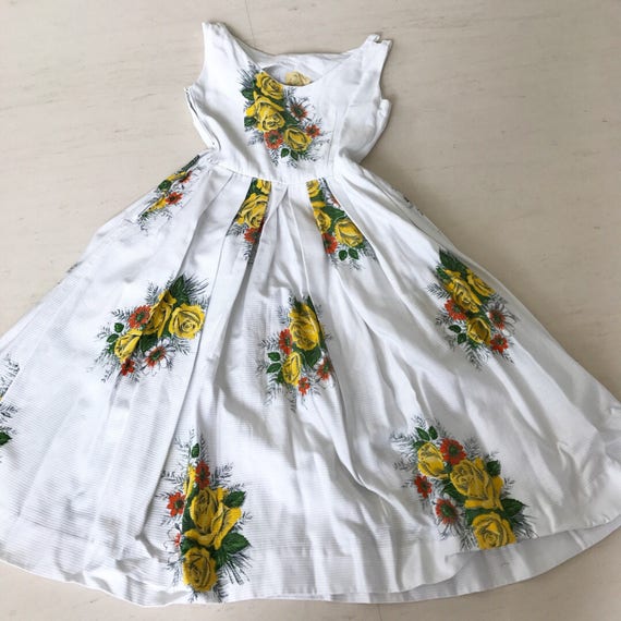 Lovely 1950s Yellow Rose Dress XS - image 3