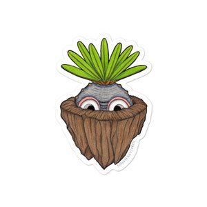Pegatina de planta suculenta, pegatina de monstruo, pegatina de cactus lindo, etiquetas botánicas, pegatina de pachypodium, etiquetas de plantas Kawaii, arte de coleccionista de plantas