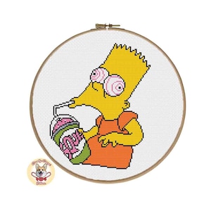 Bart&#39;s Squishee The Simpsons PDF Kreuzstichmuster