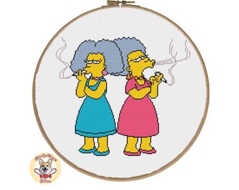 Patty & Selma - The Simpsons PDF cross stitch pattern