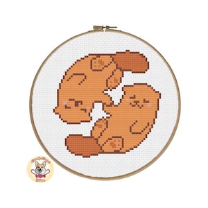 Otters in Love PDF cross stitch pattern