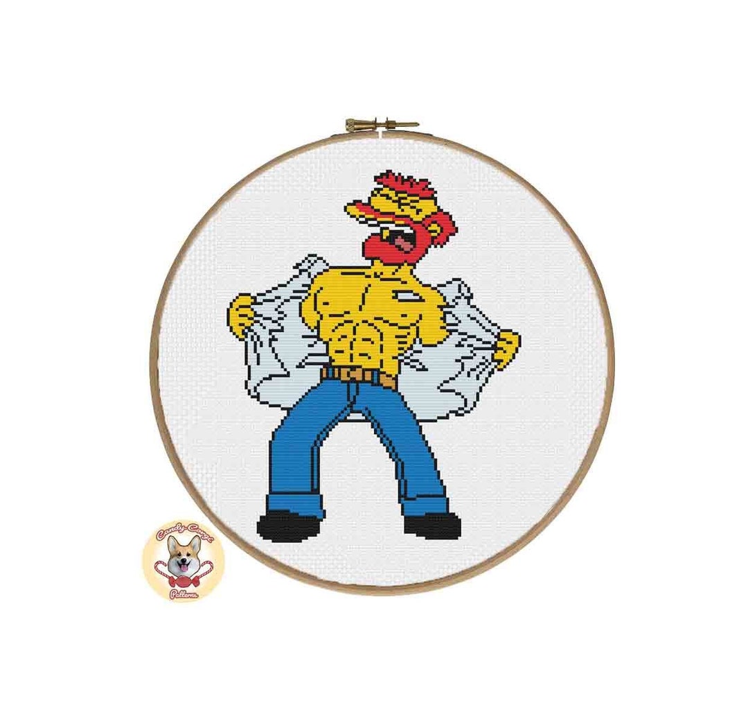 Groundskeeper Willie the Simpsons PDF Cross Stitch Pattern - Etsy