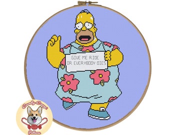 Give Me Ride or Everybody Dies! The Simpsons PDF cross stitch pattern