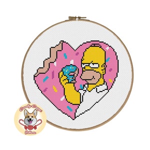 Donut Love - The Simpsons PDF cross stitch pattern