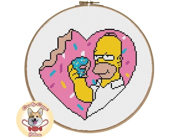 Donut Love - The Simpsons PDF cross stitch pattern
