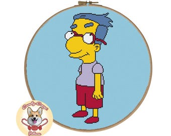 Milhouse Cool Quiff - The Simpsons PDF Cross Stitch Pattern