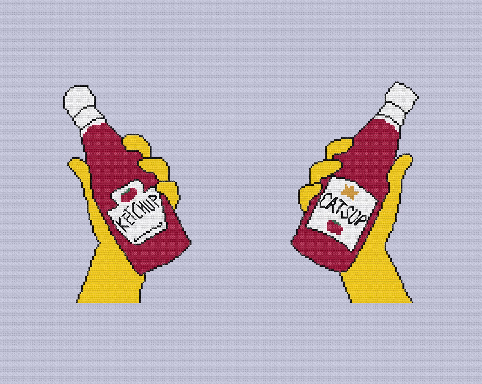 Ketchup Catsup the Simpsons PDF Cross Stitch Pattern Etsy