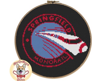 Springfield Monorail The Simpsons PDF cross stitch pattern