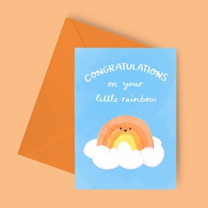 Rainbow baby, new baby, congratulations, little one, new bub, newborn, welcome little one, so happy for you, little rainbow card, hope card