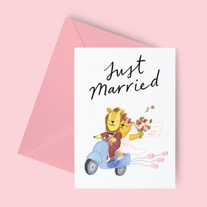 Just married, wedding card, modern love card, cute card, funny card, wedding day, congratulations card, hitched card