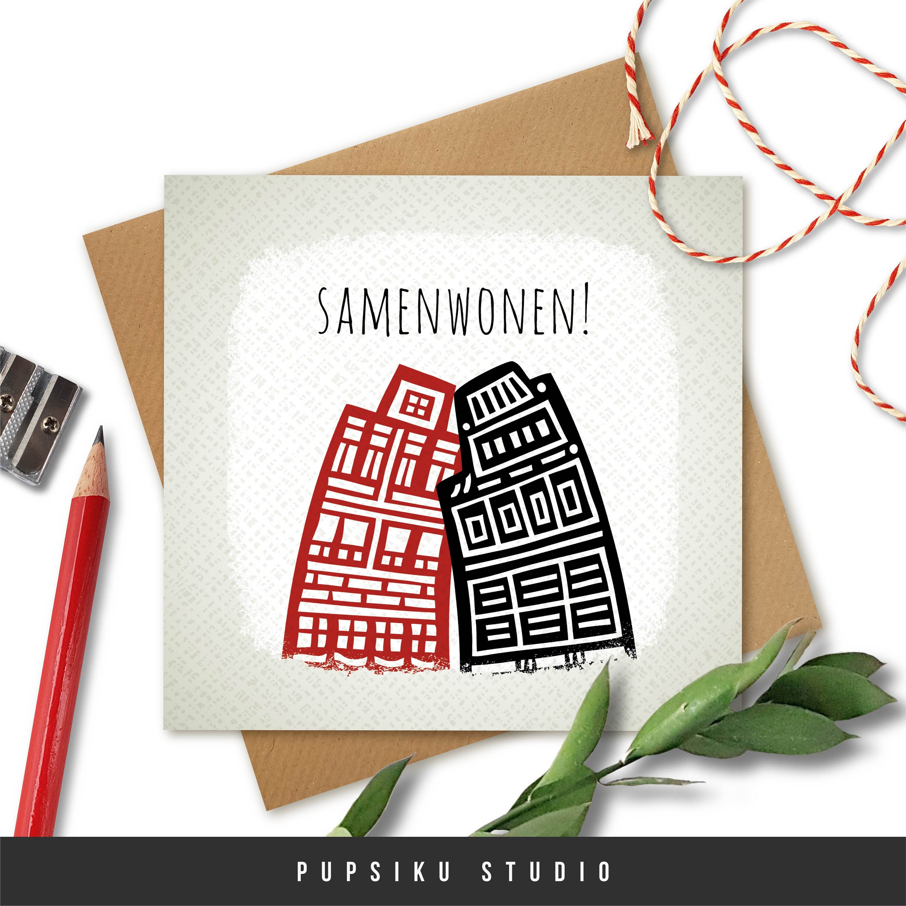 SAMENWONEN kaart Moving in Together Greeting Card New Home Red Etsy