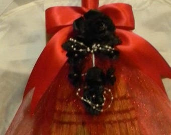 Wedding Reception Party Jumping Broom Gothic Goth Witch Halloween Red Black 34"