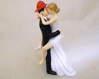 Wedding Reception Ceremony Fireman and Bride Cake Topper