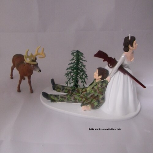 Wedding Reception Party Deer Camo Hunter Hunting Cake Topper Redneck Dark Hair Wedding Reception Party Deer Camo Hunter Hunting Cake Topper Redneck Dark Hair