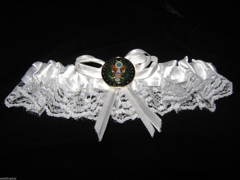 Wedding Reception Ceremony Party Army Military Bridal Garter White