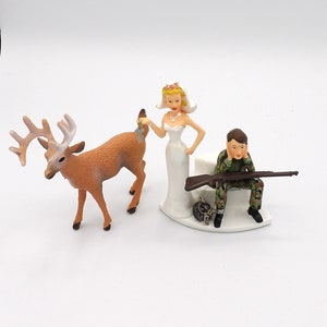 Wedding Reception Ceremony Ball and Chain Camo Deer Hunter Hunting Cake Topper image 1
