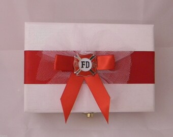 Wedding Reception Ceremony Party Fireman Firefighter Ring Bearer Pillow Box