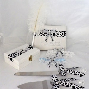 Wedding Party Reception Ceremony Black and White Cow Print 7 Pc. Set