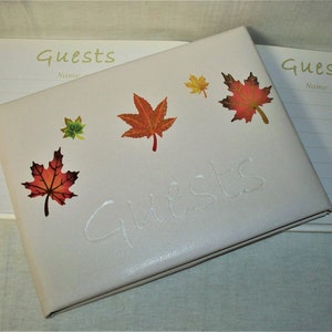 Wedding Reception Ceremony Engagement Fall Leaves Guest Book