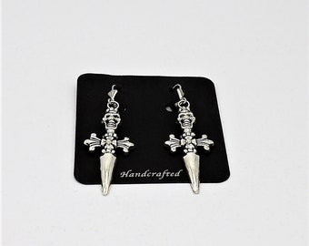 Wedding Reception Ceremony Party Biker Goth Skull and Cross Pierced Earrings