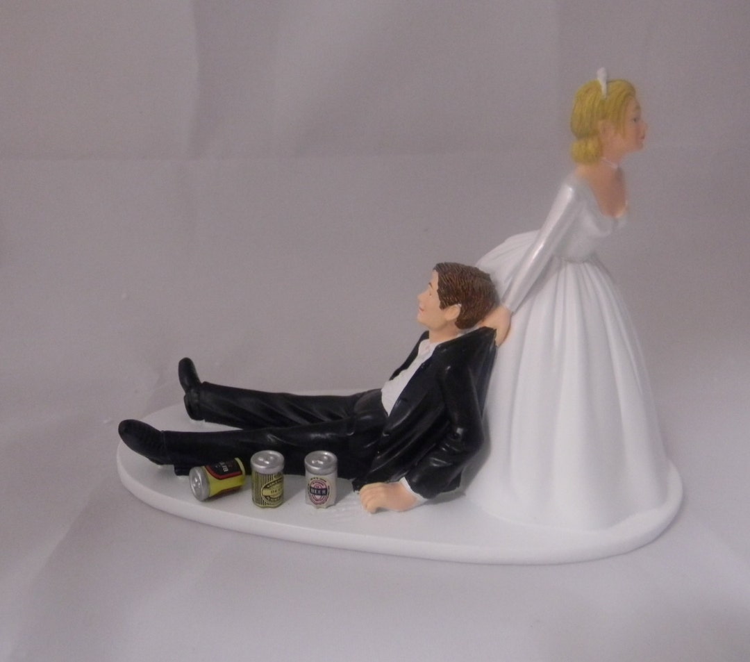  Wedding Reception Party Drunk Running Groom Beer Can Fishing  Cake Topper : Toys & Games
