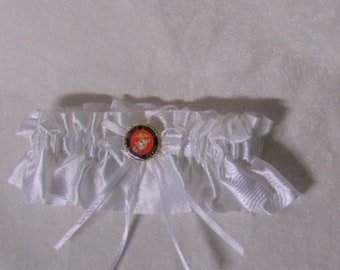 Marine Wife White lace Custom Handmade Wedding Garter USMC United States Marines 